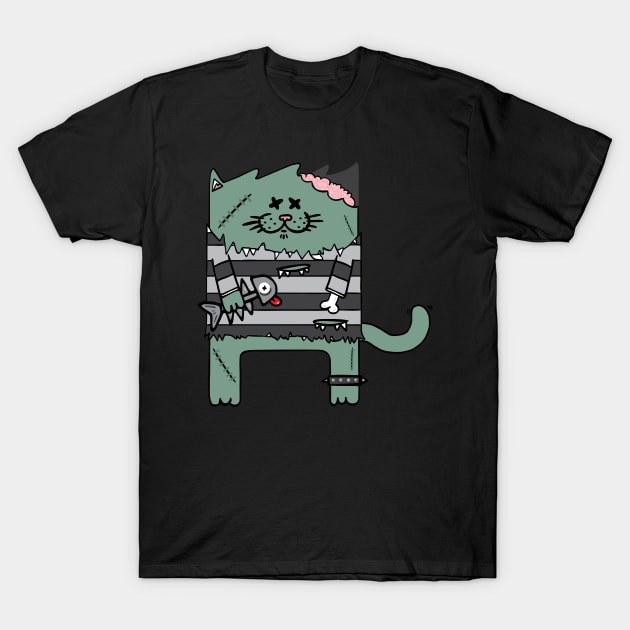 Zombie cat T-Shirt by adrianserghie